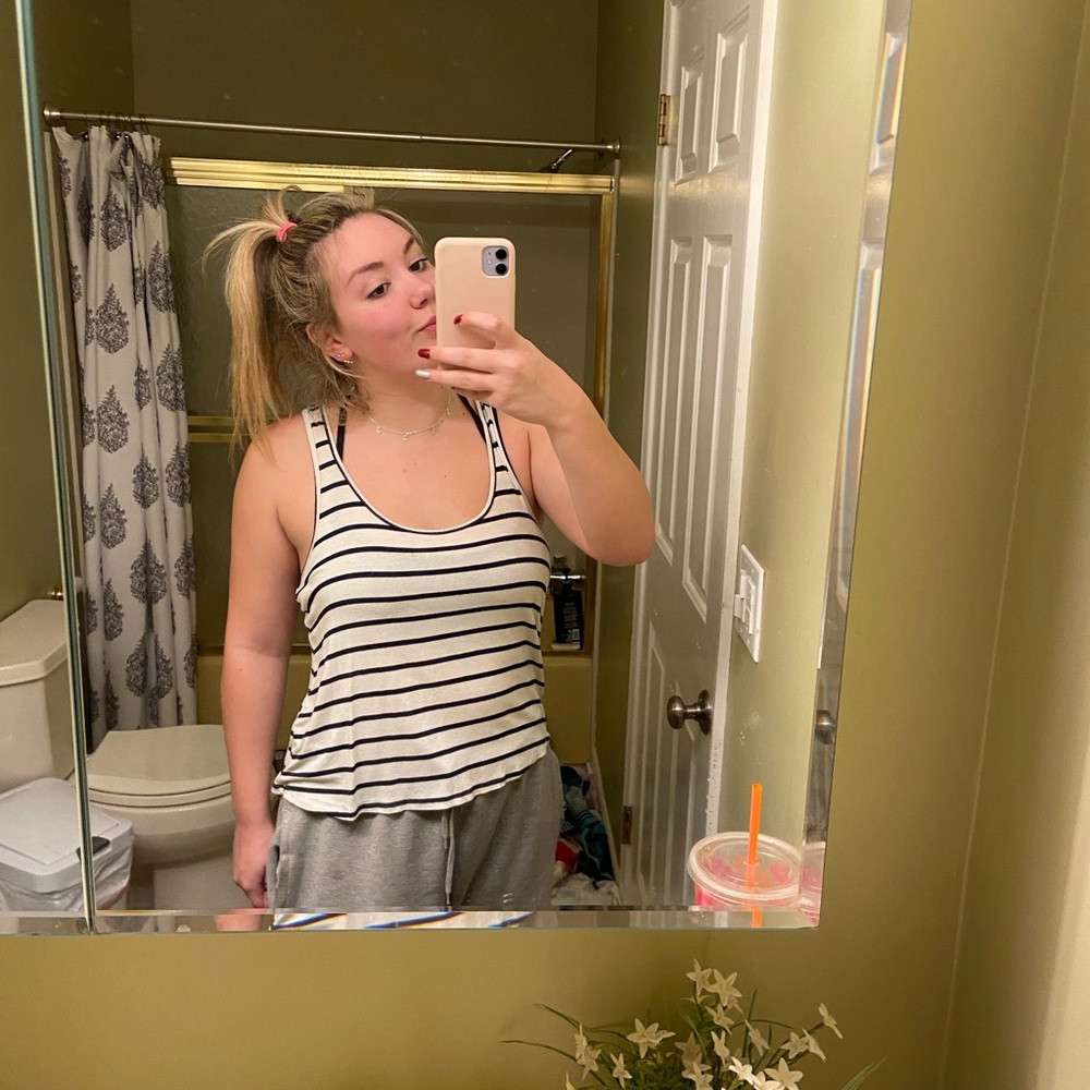 ladder backed striped tank